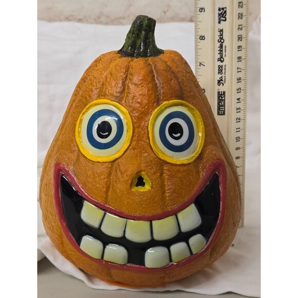 Vintage Gemmy Foam Light up 9" Pumpkin Goofy Face - Picture 8 of 9